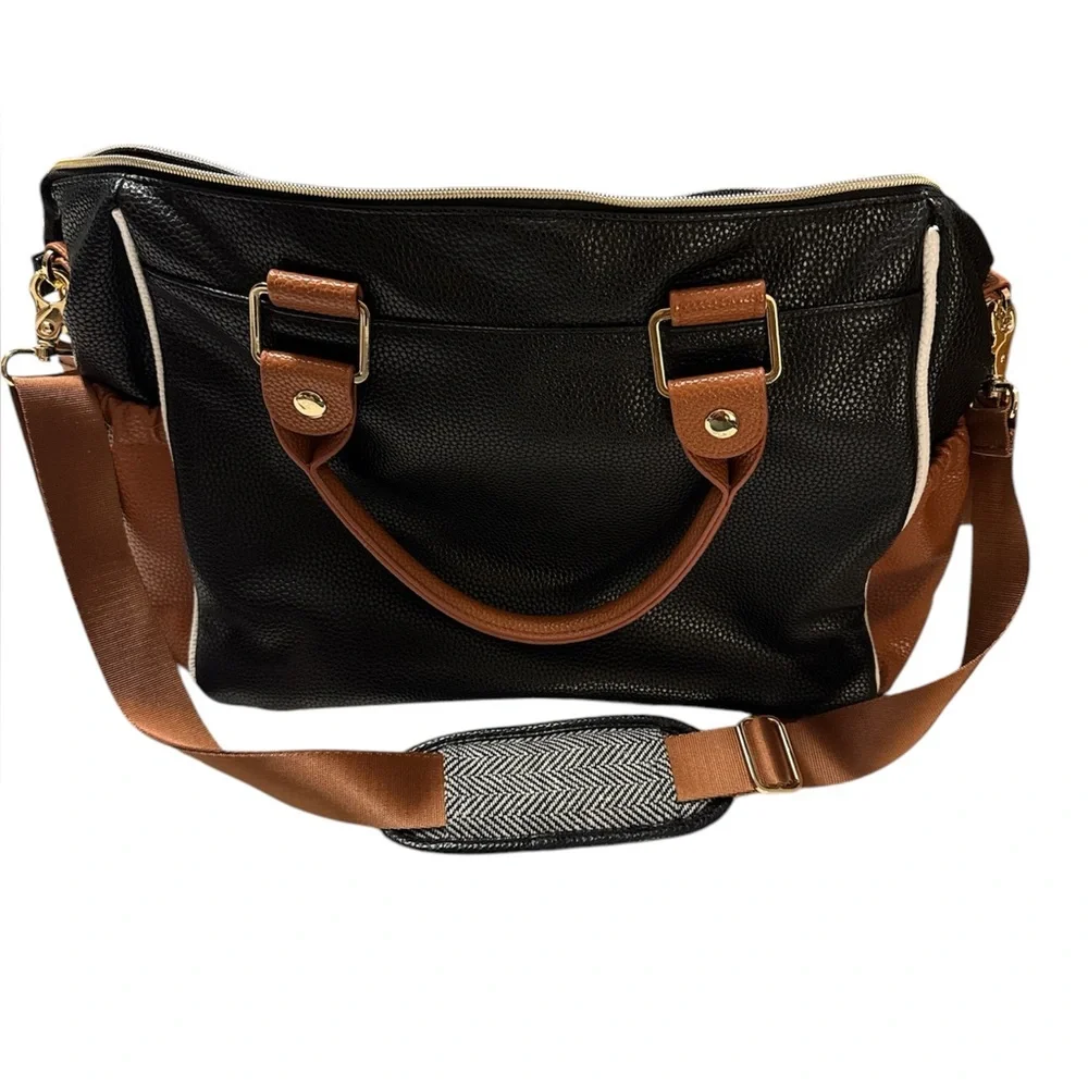 Itzy Ritzy Herringbone Baby Bag in Black, Brown & Cream